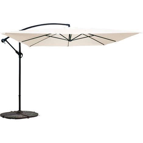 Parasol déporté 3x3m et 4 dalles à lestées blanc