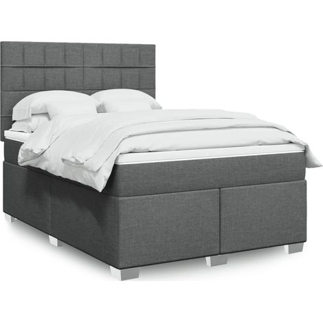 Boxspringbett mit Matratze Dunkelgrau 160x200 cm Stoff