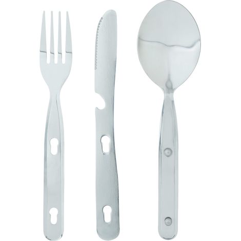 Ferrino Posate, Set Cucchiaio, Forchetta e Coltello Multiuso da Campeggio Grigio