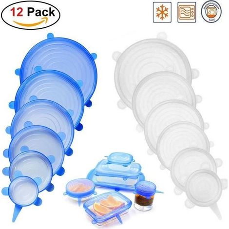 12 PCS Couvercle Extensibles en Silicone Stretch Couvercle en Silicone Couvre-Savon Couvre-Couvercle en Pot Couvre (1/4)