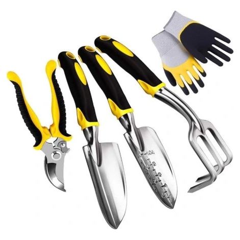 5-teiliges Gartenwerkzeug-Set aus Edelstahl