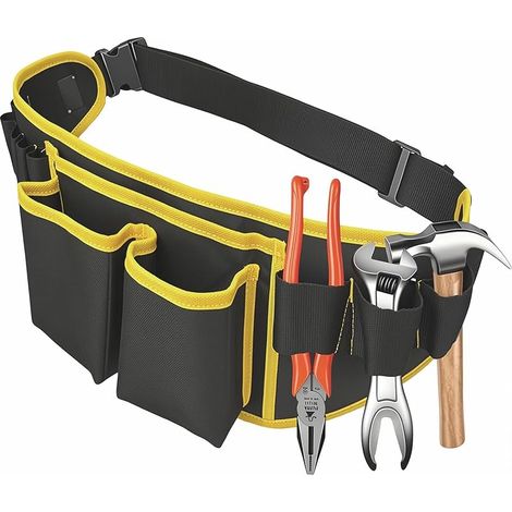 Ceinture Outils en Tissu d'Oxford Ceinture Porte Outil mit 14 Poches Bricolage Sacoche Plaquiste Réglable Sac Outils Porte Pochette pour Charpentier Electricien Constructeur (Noir)