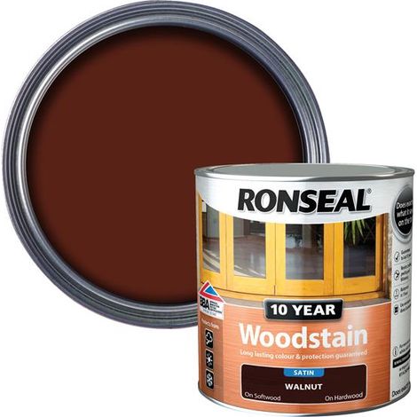 Ronseal 10 Year Exterior Woodstain in Walnut - 750ml, Long-Lasting Protective Finish