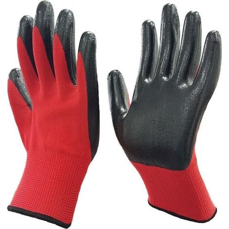 12-piece set of thick, protective work gloves made of nylon, wear-resistant and anti-slip, 23 cm (1/3)