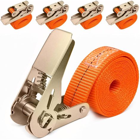 5er Set Spanngurte mit Ratsche 4m x 25mm, bis 800 kg, für Auto & Motorrad