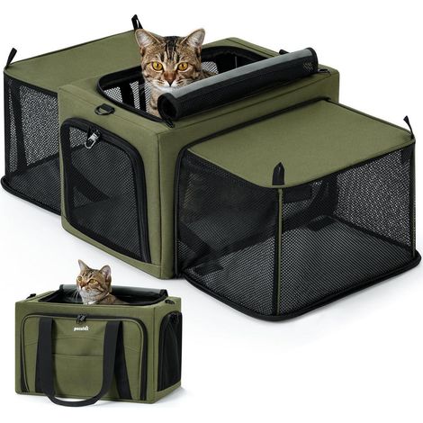 Faltbare Transportbox für Katzen & kleine Hunde mit Seitenerweiterung (1/5)