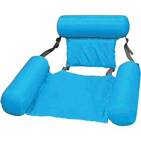 Chaise flottante de piscinematelas gonflabledossierchaise longue portablebleu clair (1/5)