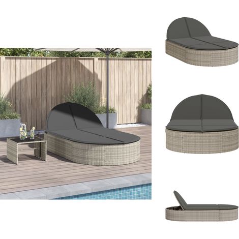 Chaise longue double avec coussins gris clair résine tressée - Chaise Longue Double - Chaises Longues Doubles - Lit De Bronzage - Chaise Longue De Jardin (1/5)