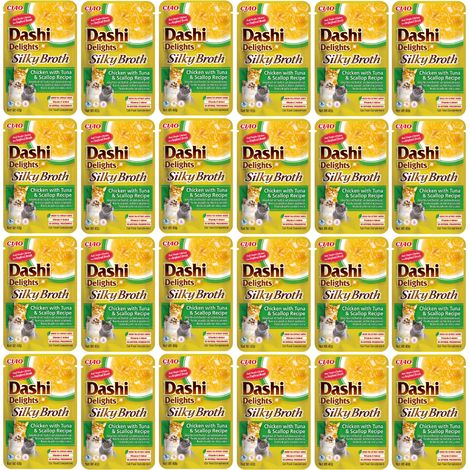 INABA premios para gatos CAT DASHI DELIGHTS POLLO SEDOSO. ATÚN&CAL 24x40g (1/2)