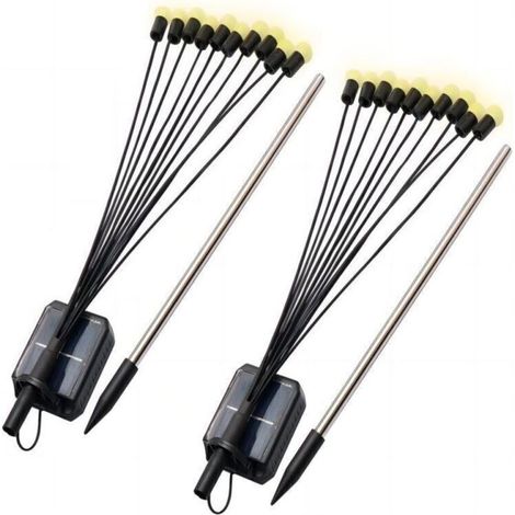 Lampes Lucioles Solaires - Lot de 2 - 8 LEDs - Décoration Paysagère pour Jardin, Allée - étanches