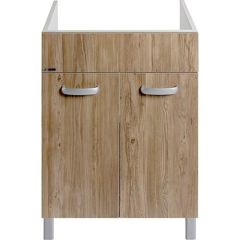 Mobile per Lavatoio 60x50 DOMINA MIX Bianco / Wood Chiaro incasso per ceramica e plastica (1/5)