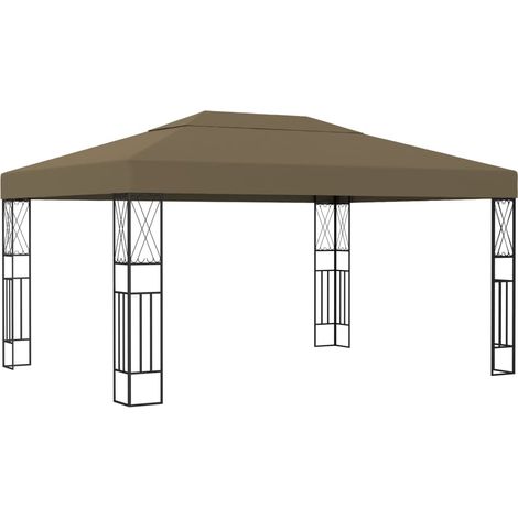 Tonnelle Barnum Style Moderne - Pavillon de Jardin - Tente de réception - 3x4 m Taupe Tissu Chic-441791 (1/5)