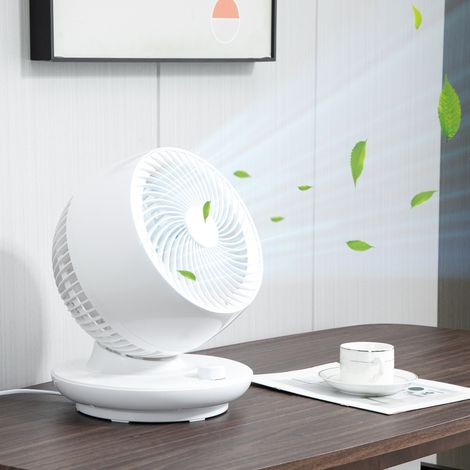 Ventilateur de table à 3 vitesses. Ventilateur portable avec oscillation à 70° et inclinaison à 90°. Pour la maison et le bureau. Noir et blanc.