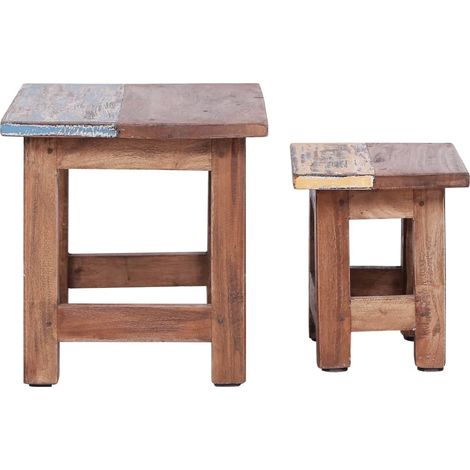 Maison Exclusive - Tavolini Impilabili 2 pz in Legno Massello di Mogano