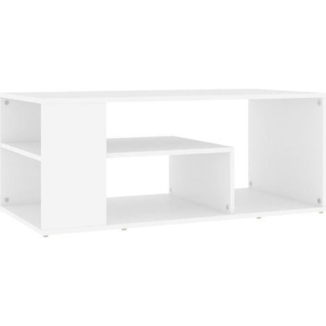 Tavolino da caffè dal design moderno con ripiani 100 x 50 x 40 cm in legno ingegnerizzato bianco DEC037787