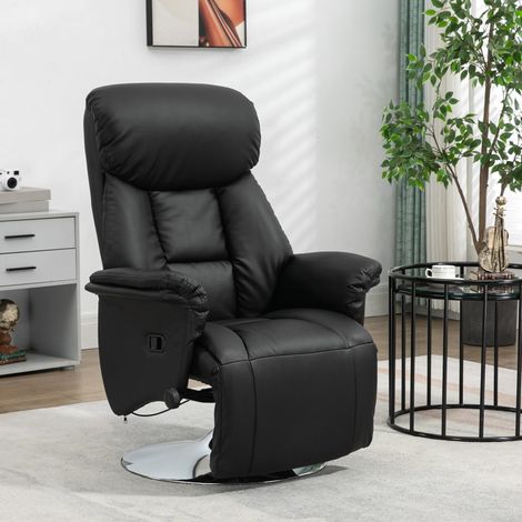 Fauteuil inclinable, fonction relax, aspect cuir, repose-pieds, jusqu'à 150 kg, 78 x 80 x 109 cm, noir (1/5)
