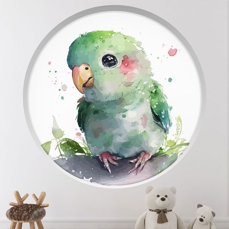 Stickers Trompe l'oeil Arche ronde Enfants - Oiseau - Diamètre 30 cm (1/4)