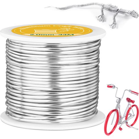 2mm Fil De Fer Souple Loisir Creatif, 33M Argent Flexible et Pliable Fil Aluminium, Pour Les Sculptures DIY, Modelage, Fabrication De Bijoux, Création De Fleurs et Tissage de Fil (1/5)