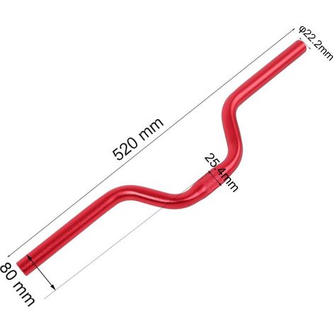 Guidon vélo fixie en aluminium, cintre relevé 25.4mm, 520mm de large, rouge