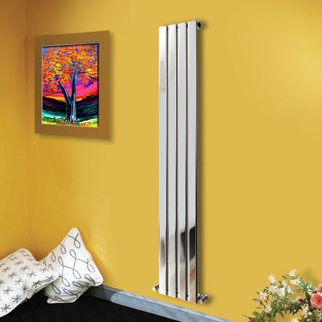 Modern Designer Radiator Chrome Column Flat Panel Central Heating Vertical Single 1800x272mm (1/4)