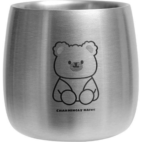 Verres à eau pour enfants de maternelle en acier inoxydable 304, Anti- et Anti-brûlure, ces tasses peuvent être empilées (Petit ours brun) (1/5)