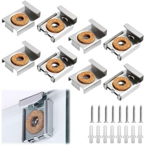 8-teiliges Spiegelhalterungsset, Wandspiegelbefestigung, Wandspiegelaufsatz, Spiegelbefestigung, zum Aufhängen und Befestigen von Spiegeln oder Glas, für Badezimmer, Toilette, Wohnzimmer. (1/5)