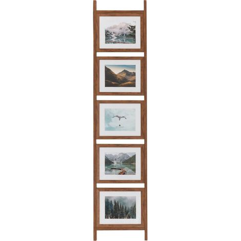 Portafotos en forma de escalera para 5 fotos, modelo Scott, madera natural oscura - Atmosphera créateur d'intérieur (1/3)