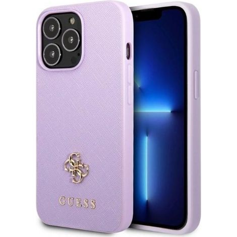 Guess GUHCP13XPS4MU iPhone 13 Pro Max 6.7" viola/custodia rigida viola Saffiano 4G piccolo logo in metallo (1/5)