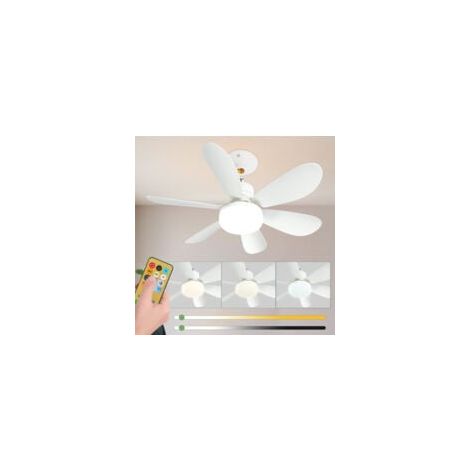 52cm Silencieux Ventilateur de Plafond avec Lumière et Telecommande, 40W Lampe Ventilateur Plafond avec Douille E27, Dimmable LED Ventilateur Plafond pour Chambre, Salon, 3 Vitesses, 6 Pales (1/5)