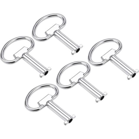 5,5mm Trou Dia Électrique Armoire Clé x 5 Pièces Zinc Alliage Eau Compteur Boîte Commutateur Sécurité Clé pour Triangulaire Panneau Serrure, Argent (1/5)