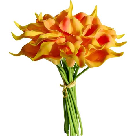 Lirios cala artificiales - Flores de látex de tacto realista, perfectas para ramos de novia, arreglos florales caseros, fiestas y decoración del hogar. Lirios cala de seda de 34 cm (13,5 pulgadas).