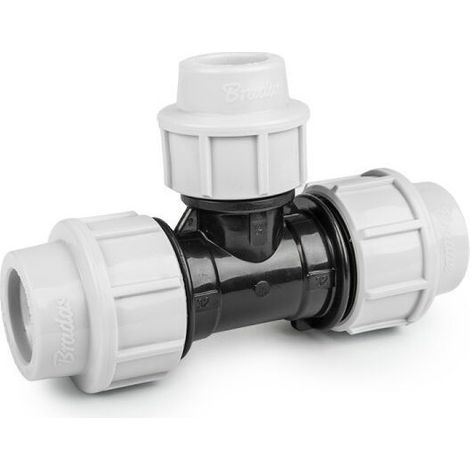 PN16 Reduziertes T-Stück mit Kompressionsverschraubung für 32-20-32 mm PE-Rohre - PN16 Reduziertes T-Stück mit Kompressionsverschraubung für 32-20-32 mm PE-Rohre