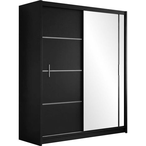 Armario Honolulu 105, Negro, 215x150x61cm, Puertas de armario: Correderas, Número de estantes: 0