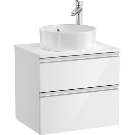 Mueble base de 2 cajones para lavabo de sobre encimera central THE GAP - ROCA Color: Blanco brillo - Medidas: 605x460x537 mm