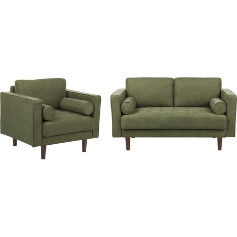Sofa Set 3-Sitzer NURMO Stoff Dunkelgrün (1/5)