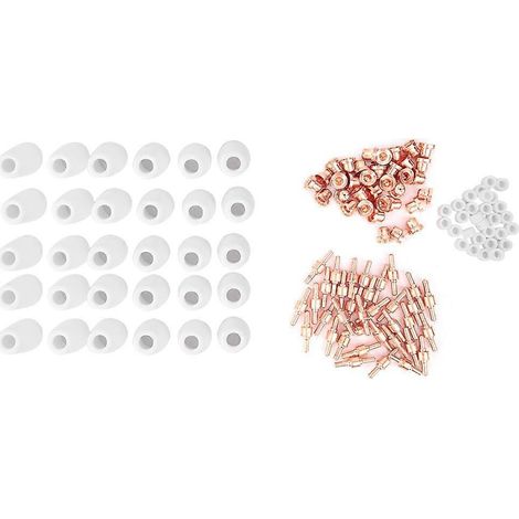 Kit de 130 consommables pour torches de découpe plasma PT31 LG40 : buse, électrode, capuchon de protection, anneau de gaz (1/4)