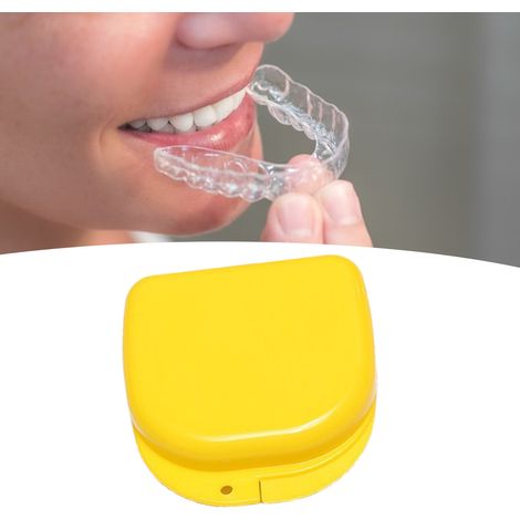 Étui de rangement prothèse dentaire, boîte de transport imperméable et anti-poussière, protège-dents amovible, contenant pour dentier, couleur jaune, compact et pratique (1/5)