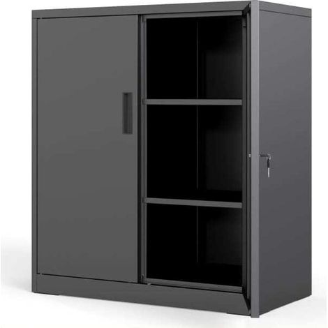 Pour dossiers outils et fournitures Armoire métallique verrouillable Bureau et atelier en acier robuste 2 portes (1/5)