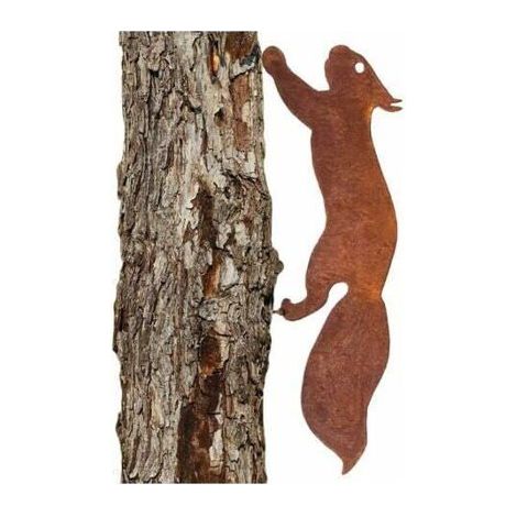 Eichhörnchen für Baum - Gartendekoration aus Metall - 30 cm - Natürliche Rostpatina