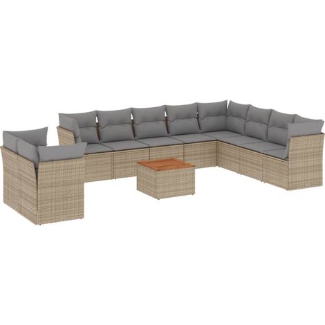 Maison Exclusive - Set de sofás de jardín 11pzas con cojines ratá (1/3)