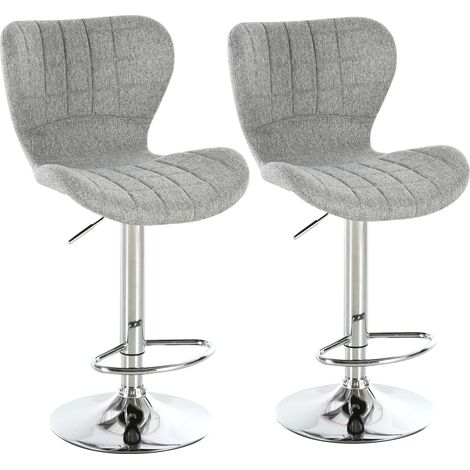Set mit 2 modernen Barhockern, höhenverstellbar von 59 bis 81 cm, 360° drehbar, Leinengrau