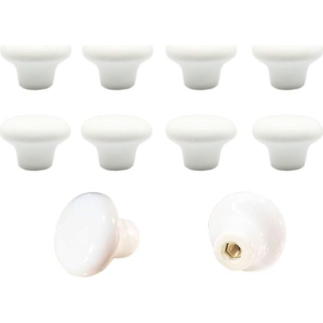 10 Pièces Poignées d'Armoire en Céramique Ornées de Style Vintage pour Armoire Tiroirs Coffre Cuisine Salle de Bains 38mm (Blanc) (1/5)