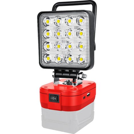48W Lampe LED rechargeable pour 18V, 4800 lm lampe de secours avec interrupteur et projecteur de travail USB type C pour garage camping chantier pêche (sans batterie) (1/5)