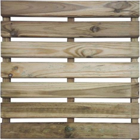 Dalle extérieure en bois 50 x 50 cm – Épaisseur 30 mm – Densité 650 kg/m³ – Assemblage vis inox – Garantie 3 ans contre nuisibles (1/5)