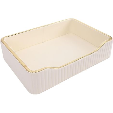 Perfume Organizer, Waterproof Vanity Tray, Decorative Countertop Jewelry Tray for Bathroom, Kitchen Sink (Milky White) (1/5)