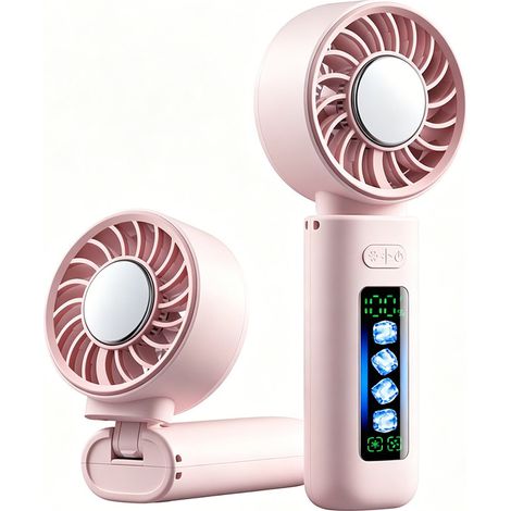 Tragbarer Turbo-Ventilator 3000 mAh, USB-aufladbar, 3-in-1 Mini-Ventilator mit LED-Anzeige und 4 Geschwindigkeitsstufen für Camping, Reisen, Büro und Zuhause [NX] (1/5)