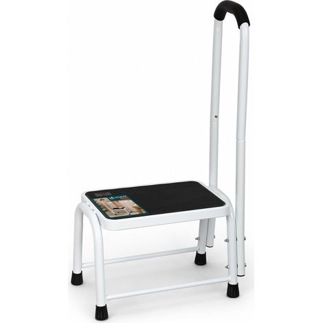 Marchepied en Métal avec Poignée Escabeau avec Grande Plateforme Antidérapant Charge Max.150 kg Tabouret Demi-marches Portatif pour Usage Intérieur et Extérieur (1/5)