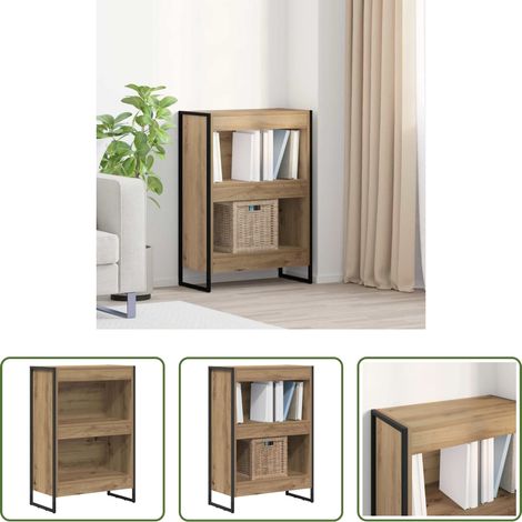 Meuble de salon industriel -  Bibliothèque Chêne artisan 80 x 30 x 155 cm Bois d'ingénierie (1/5)