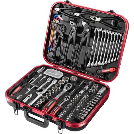 Coffret d'outils de mécanicien 169 pièces, set complet avec clés, douilles et pinces, mallette de transport robuste (1/5)