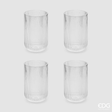 EDG Enzo De Gasperi Bicchiere Righe Tumbler H 12 Cm D 8 Cm 4 Pz